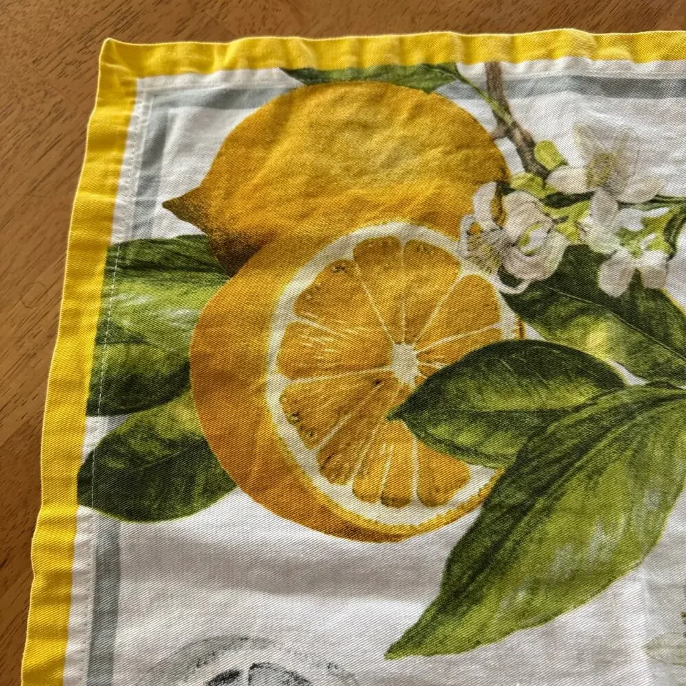Williams Sonoma Cotton Napkins Set of 2  Meyer Lemon Citrus Blossom Honeybee